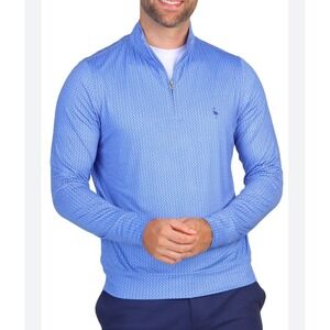 TailorByrd Golf Clubs Performance Quarter-Zip Pullover Blue Long Sleeve Large